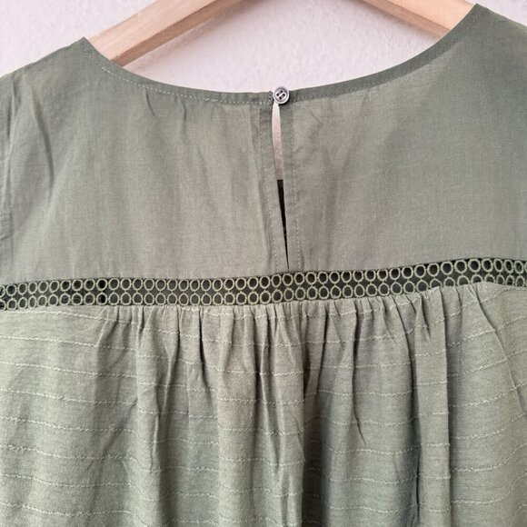 LOFT Green Smocked Tank Top with Pleated Details - Picture 8 of 10